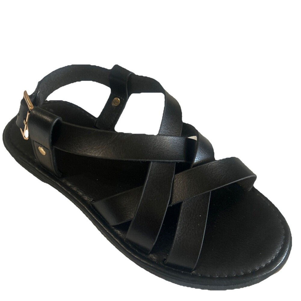 Torrid Strappy Gladiator Sandals Plus Wide 9WW Black Flat Ankle Buckle Strap